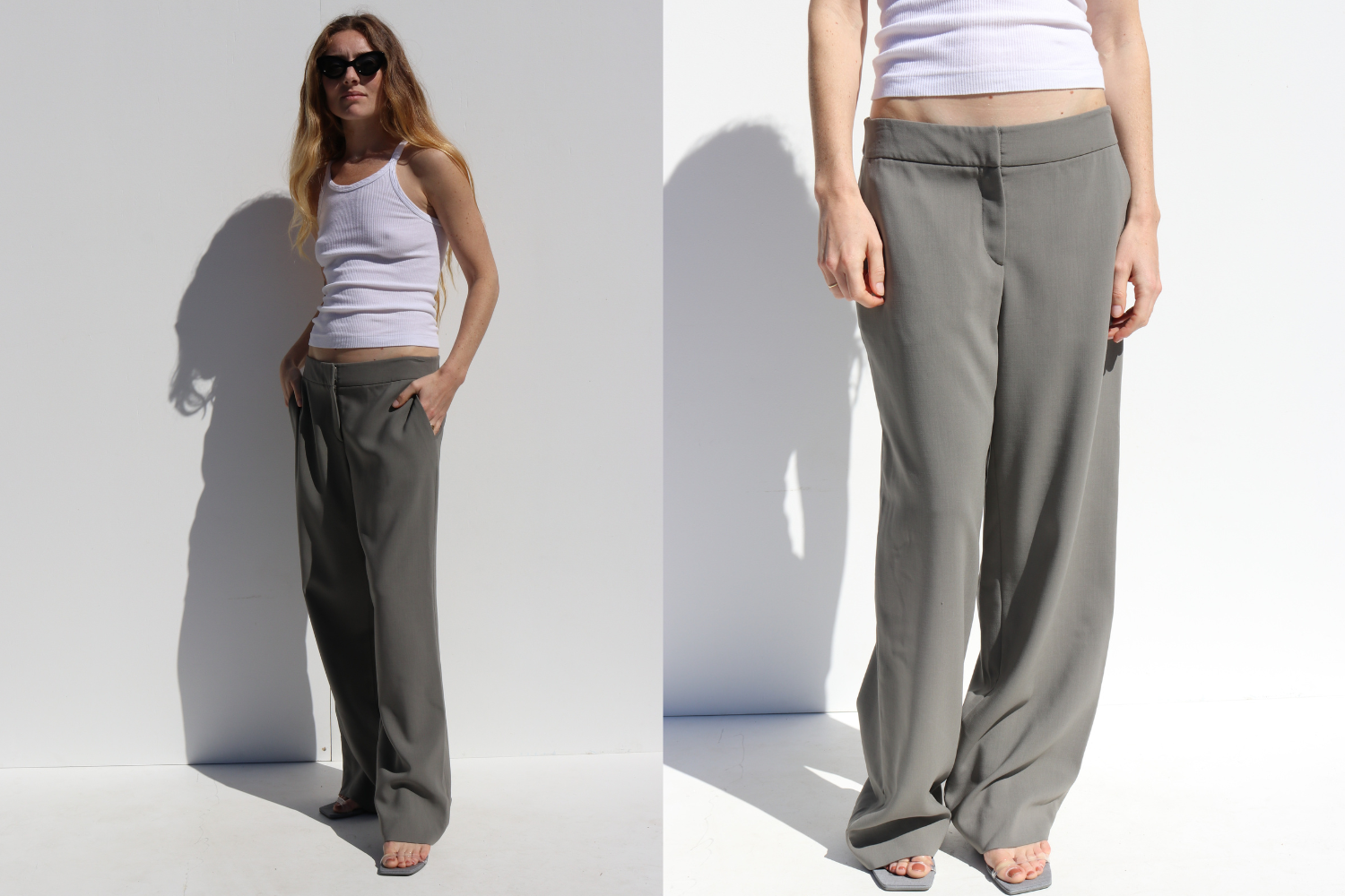 Giorgio Armani Wool Wide Leg Pants — Grey